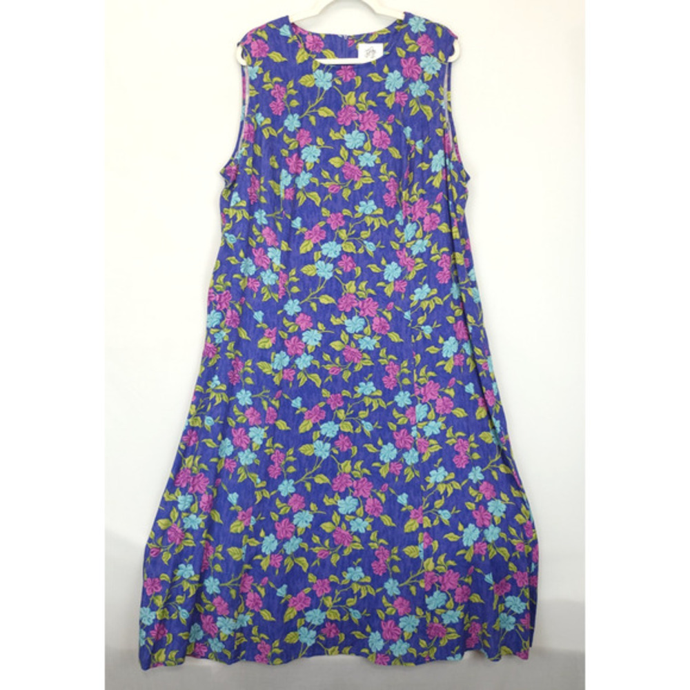 Just My Size Maxi Dress Purple Floral Sleeveless Women 20 W Fairy Office‎ Boho